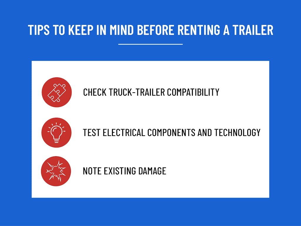 Illustration of checklist to use before deciding on renting a specific semi-trailer.