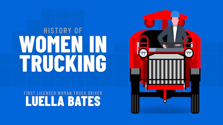 Woman driving a truck, representing the history of women in trucking.