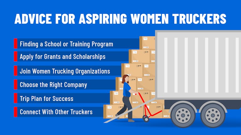 graphic depicting several tips for women truckers.