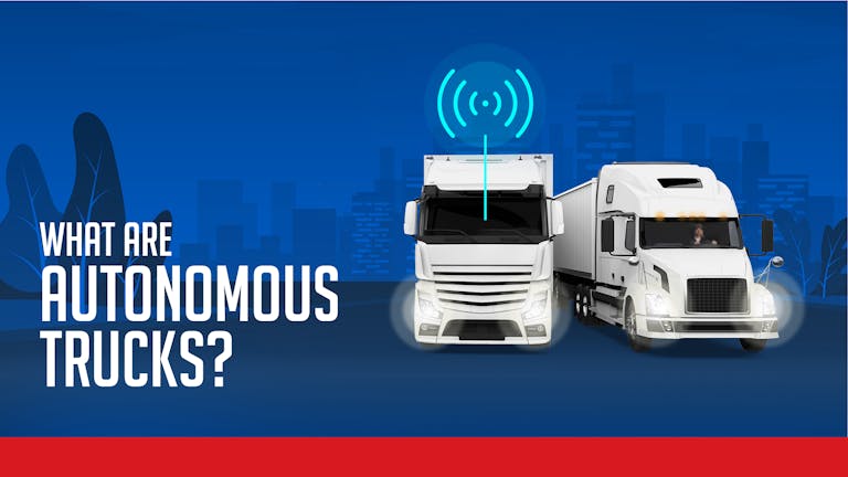 Graphic of two autonomous trucks, helping explain what self driving trucks are.