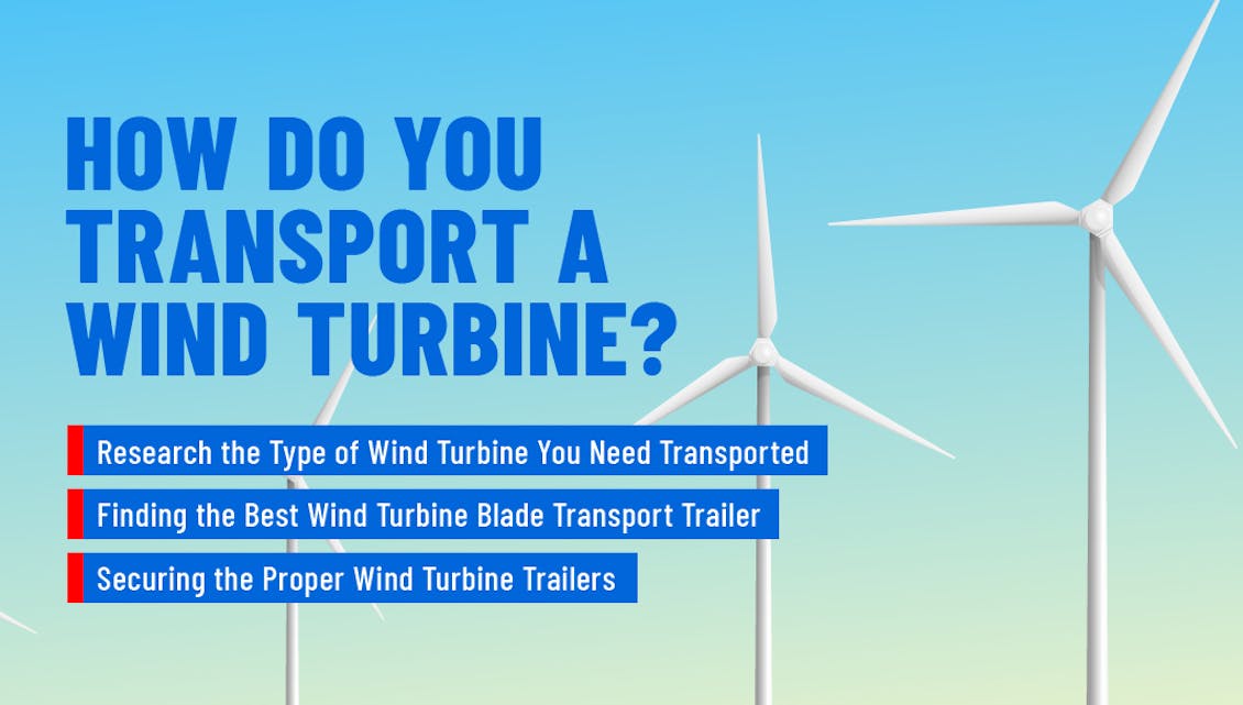 Graphic showing the steps to take when attempting to transport a wind turbine blade. 