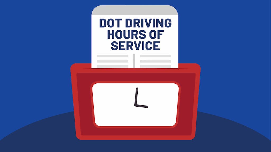 Time card with the text, "Dot Driving Hours of Service," written above it.
